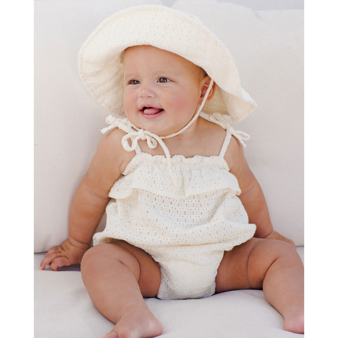 Rylee and Cru Ivory Ruffle Romper