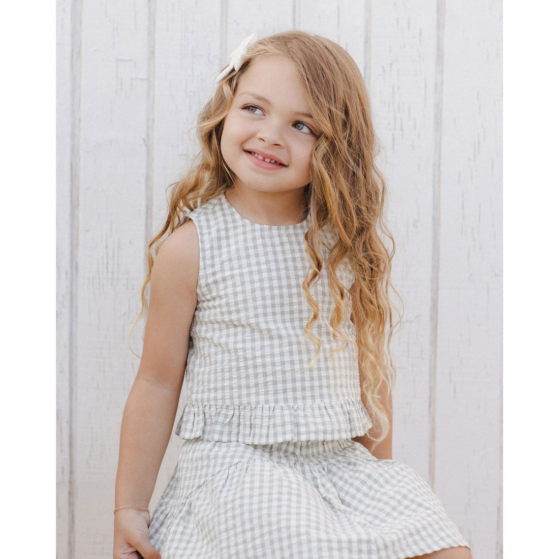 Rylee and Cru Eucalyptus Gingham Sparrow Skirt