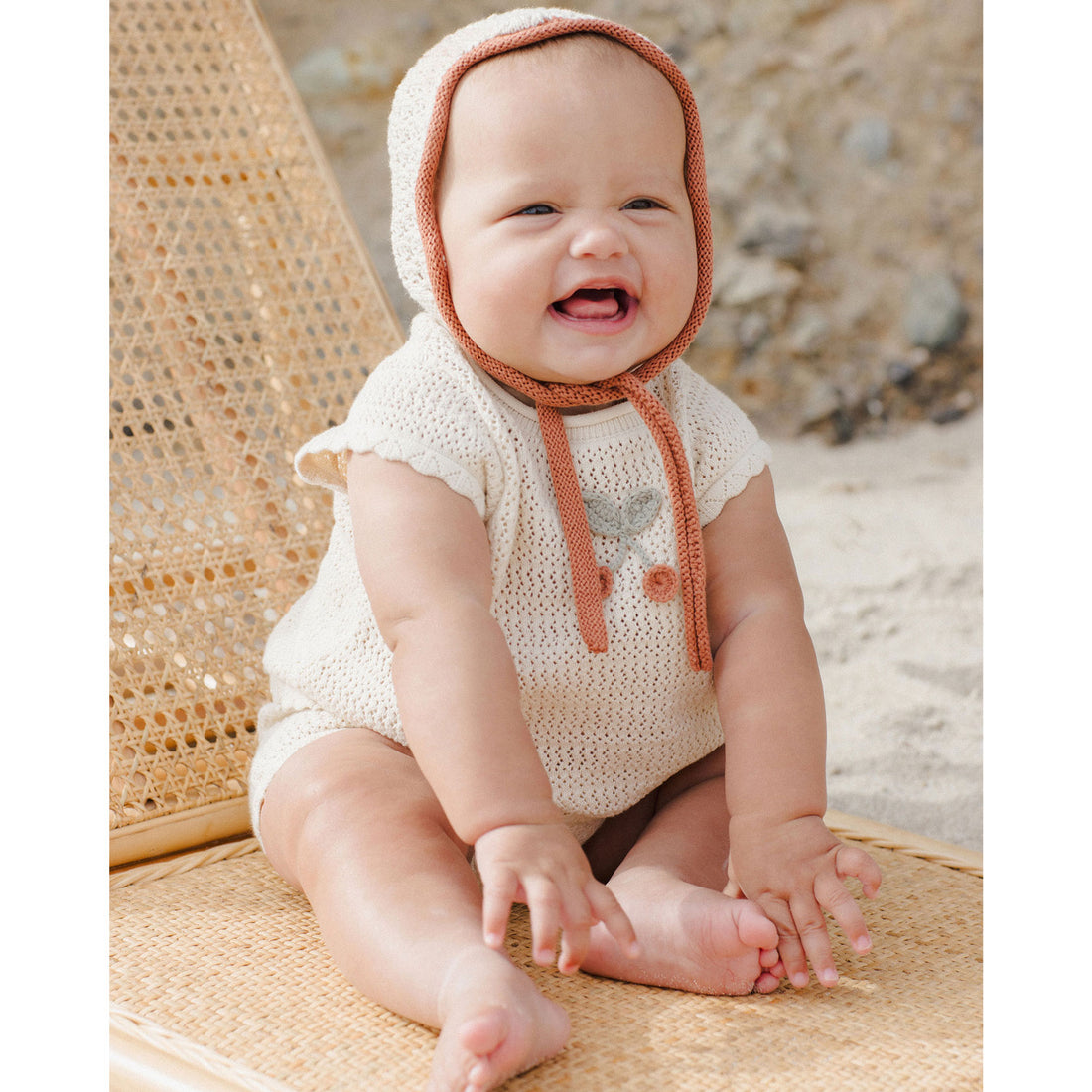 Rylee and Cru Cherry Scallop Knit Baby Set