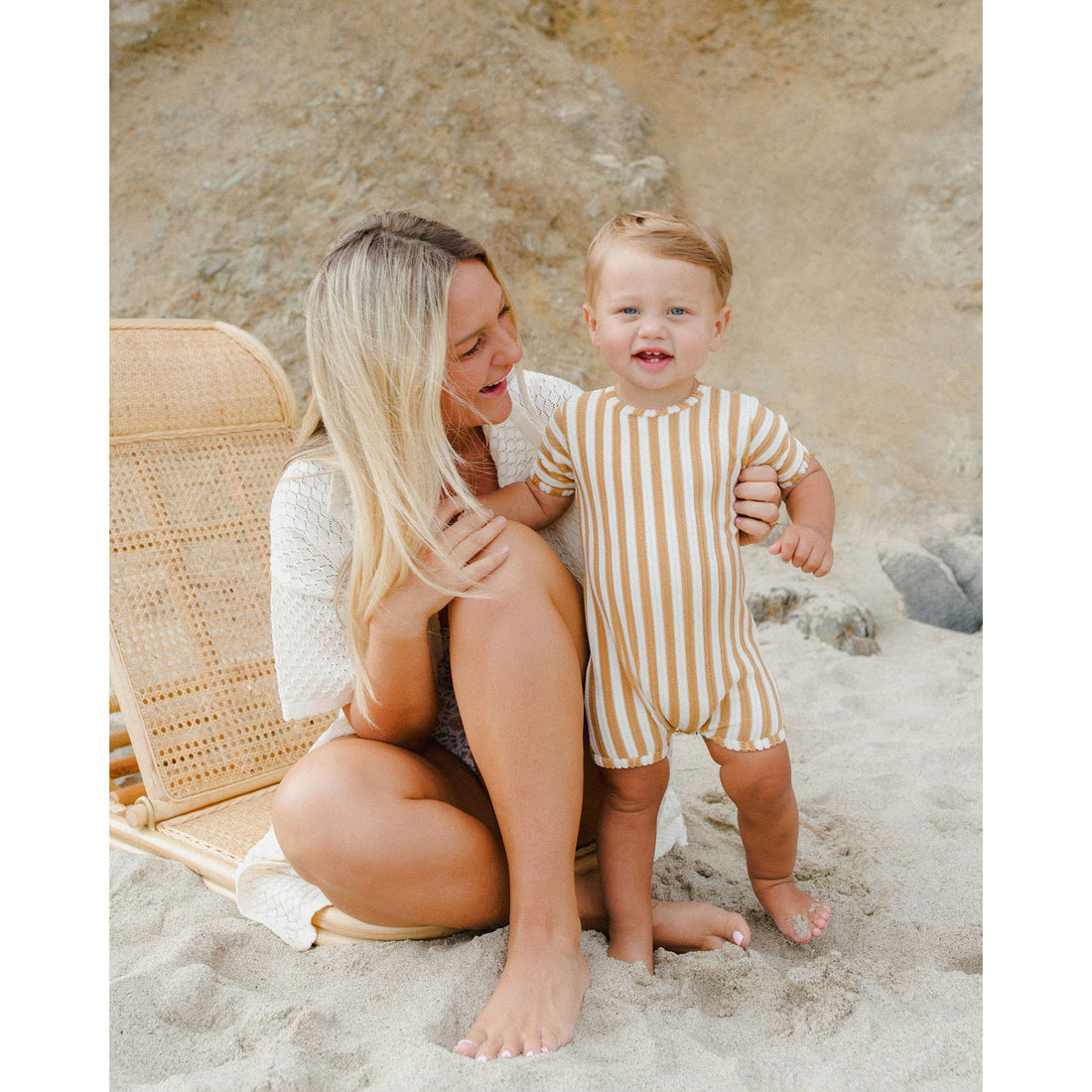 Rylee and Cru Marigold Stripe Shorty One-Piece