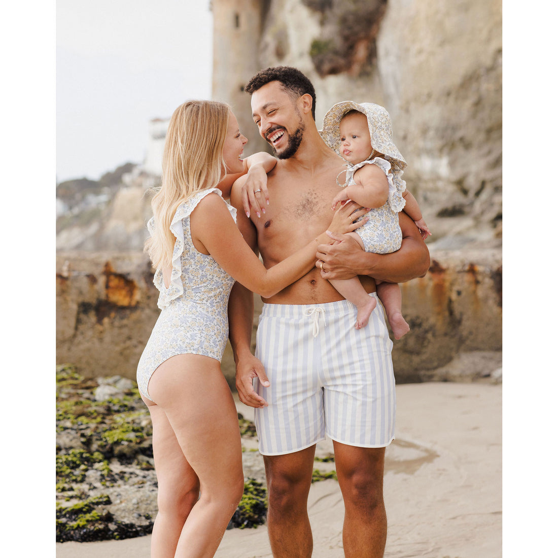 Rylee and Cru Blue Ditsy Floppy Swim Hat