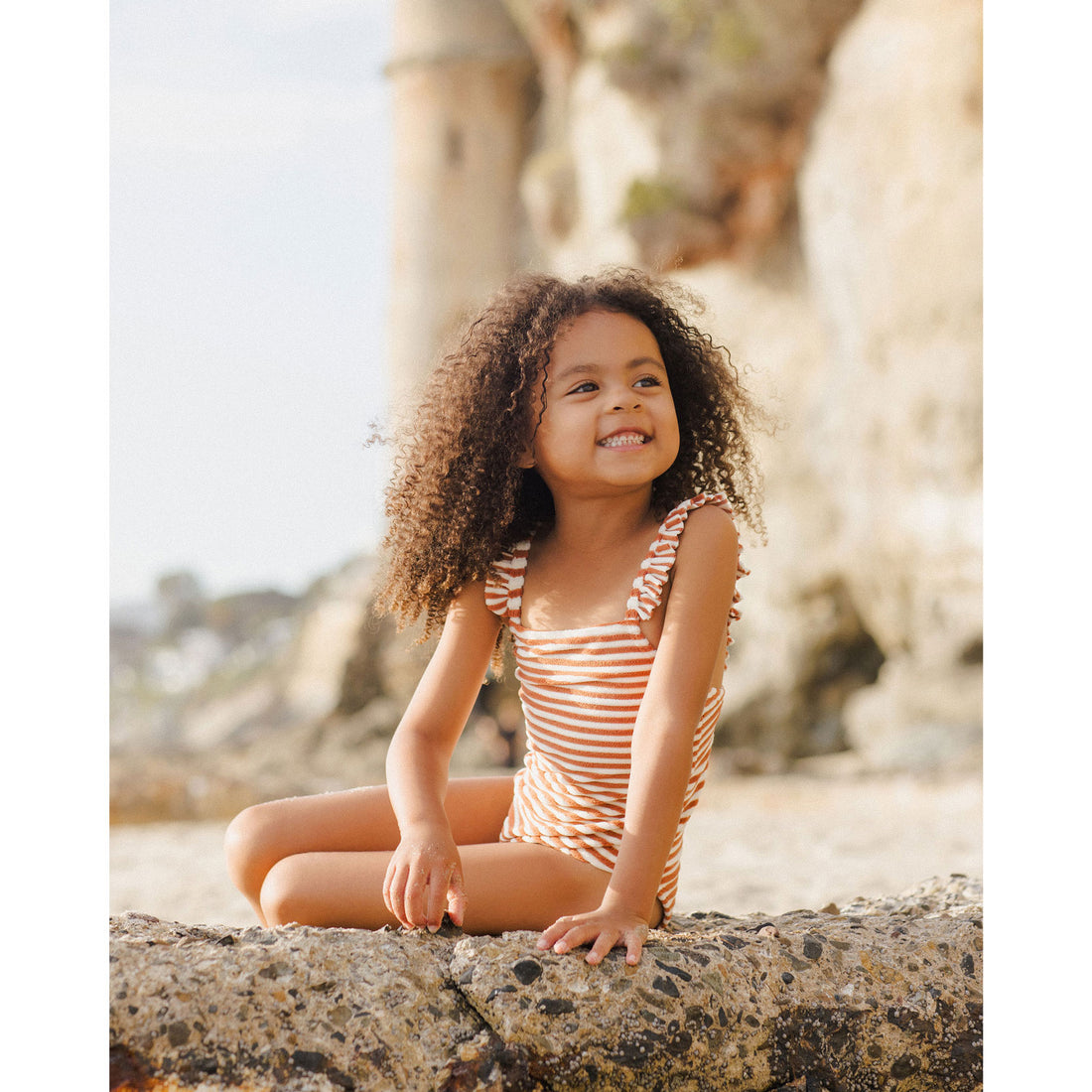 Rylee and Cru Poppy Stripe Positano One-Piece