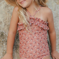 Rylee and Cru Red Floral Rouched One-Piece
