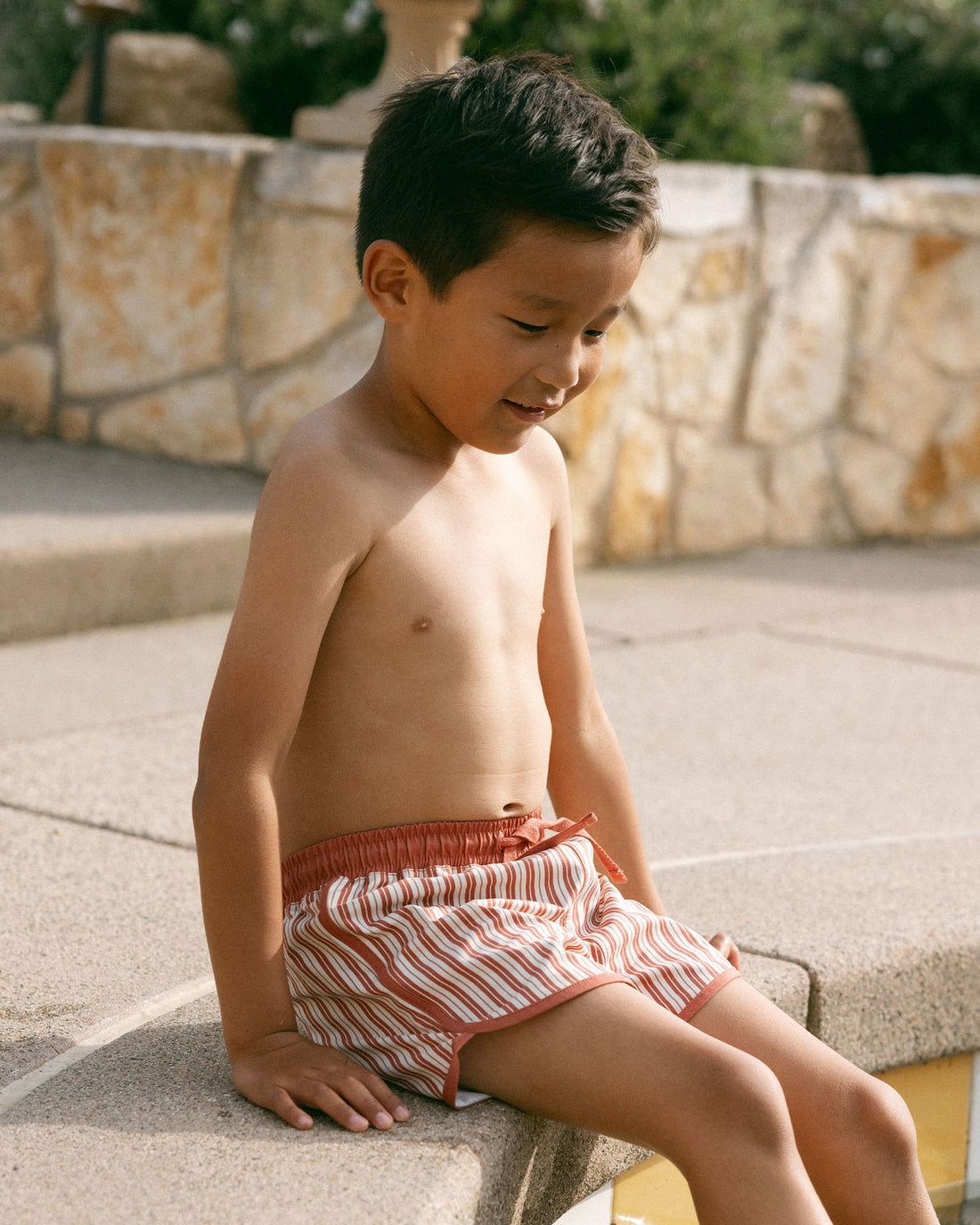 Rylee and Cru Poppy Pinstripe Swim Trunk