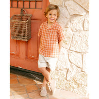 Rylee and Cru Poppy Check Lapel Collared Shirt