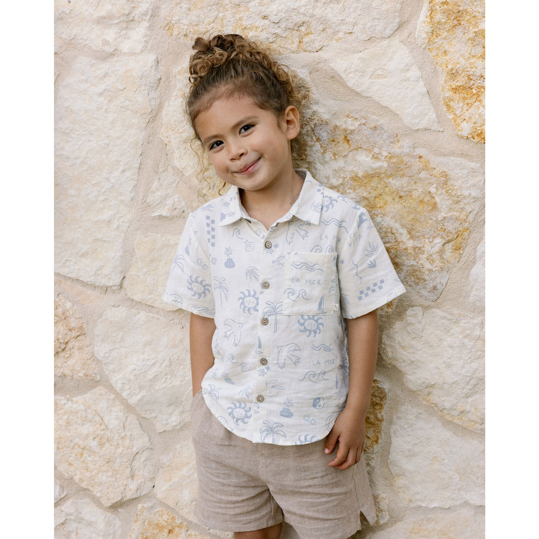 Rylee and Cru Mediterranean Collared Short Sleeve Shirt
