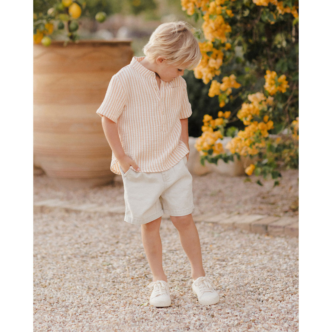 Rylee and Cru Grapefruit Stripe Mason Shirt