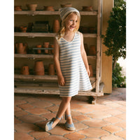 Rylee and Cru Blue Stripe Crochet Tank Mini Dress