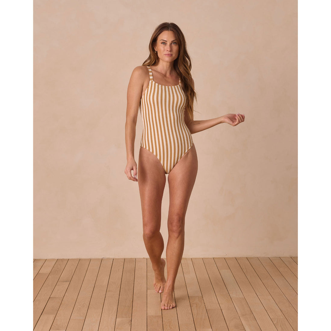 Rylee and Cru Marigold Stripe Square Neck Women One-Piece
