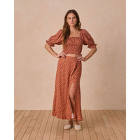 Rylee and Cru Red Floral Button Slit Women Skirt
