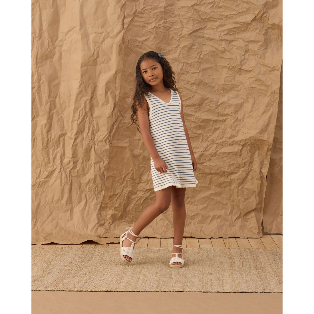 Rylee and Cru  Ivory Marine Stripe Crochet Tank Mini Dress