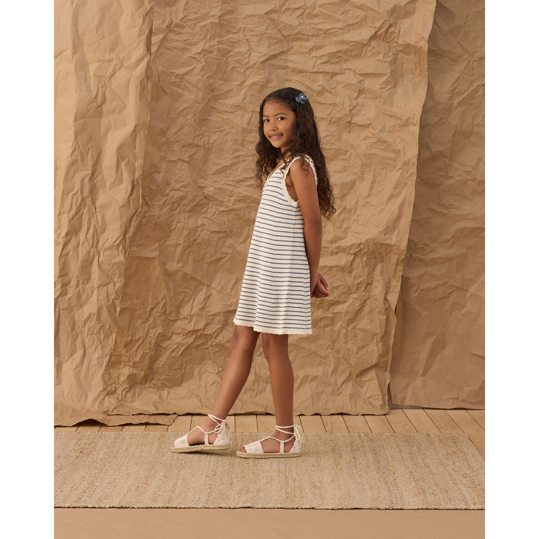 Rylee and Cru  Ivory Marine Stripe Crochet Tank Mini Dress