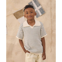 Rylee and Cru  Ivory Marine Stripe Chandler Knit Polo
