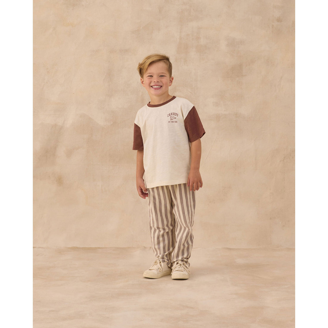 Rylee and Cru  Natural Cardiff By The Sea Contrast Tee
