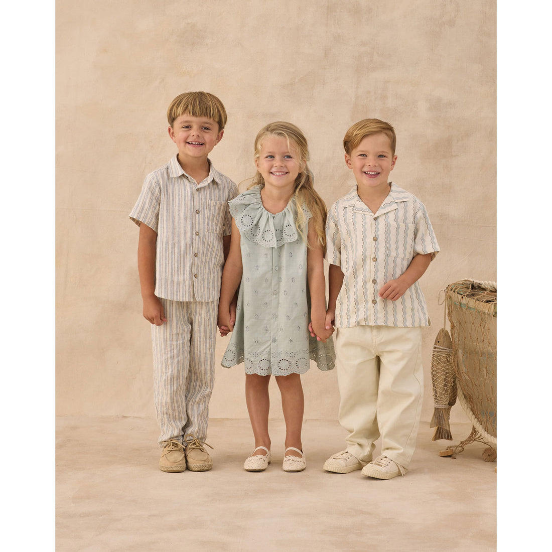 Rylee and Cru  Natural Wave Stripe Lapel Collar Shirt