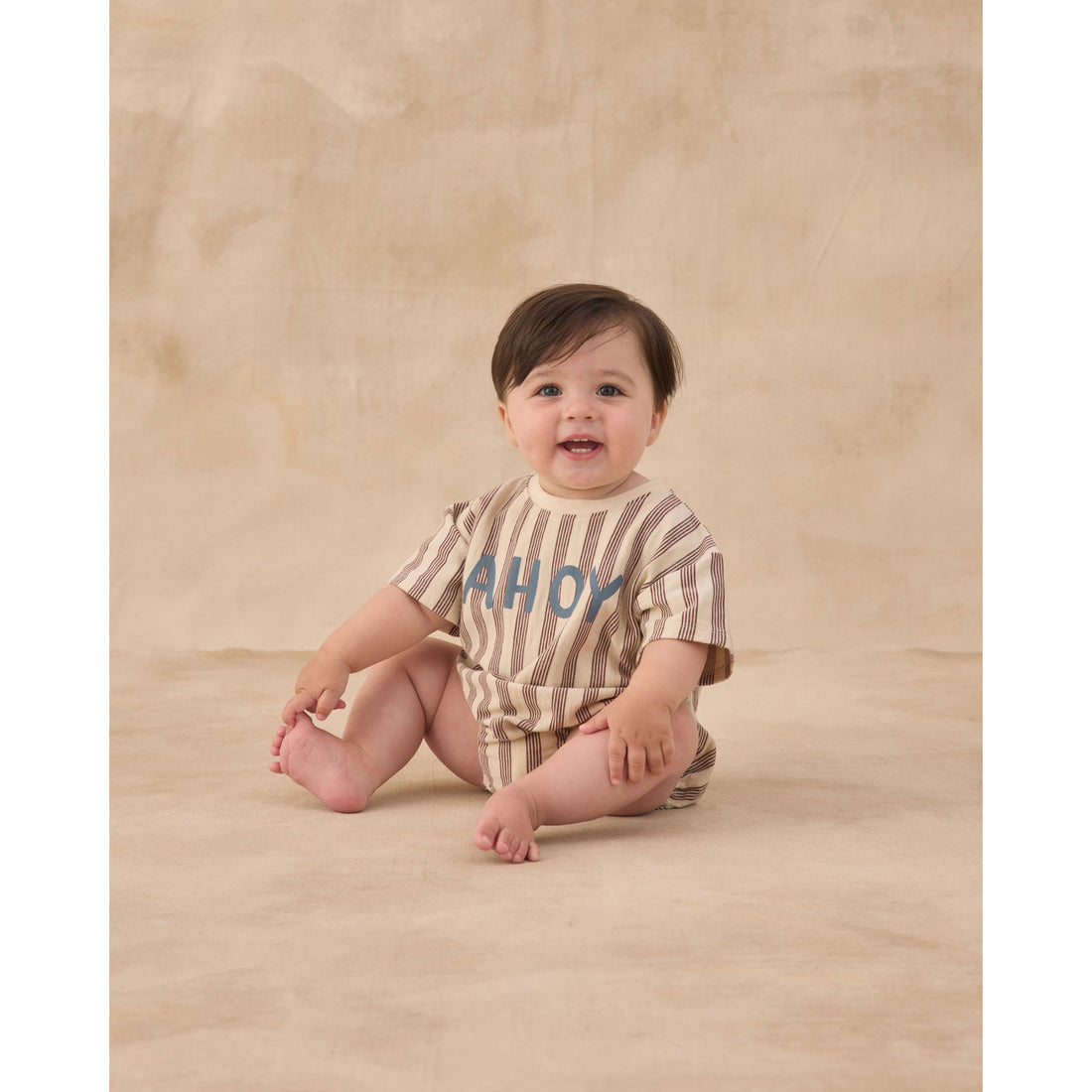 Rylee and Cru  Brown Ahoy Relaxed Bubble Romper