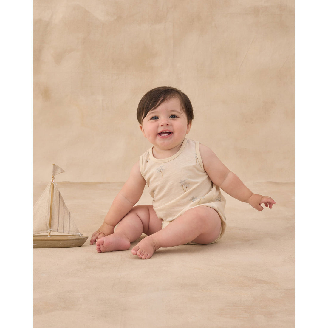 Rylee and Cru  Natural Palms Bubble Onesie