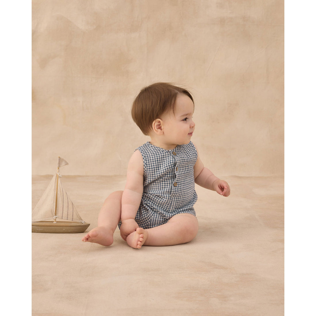 Rylee and Cru  Marine Gingham Mavrick Romper