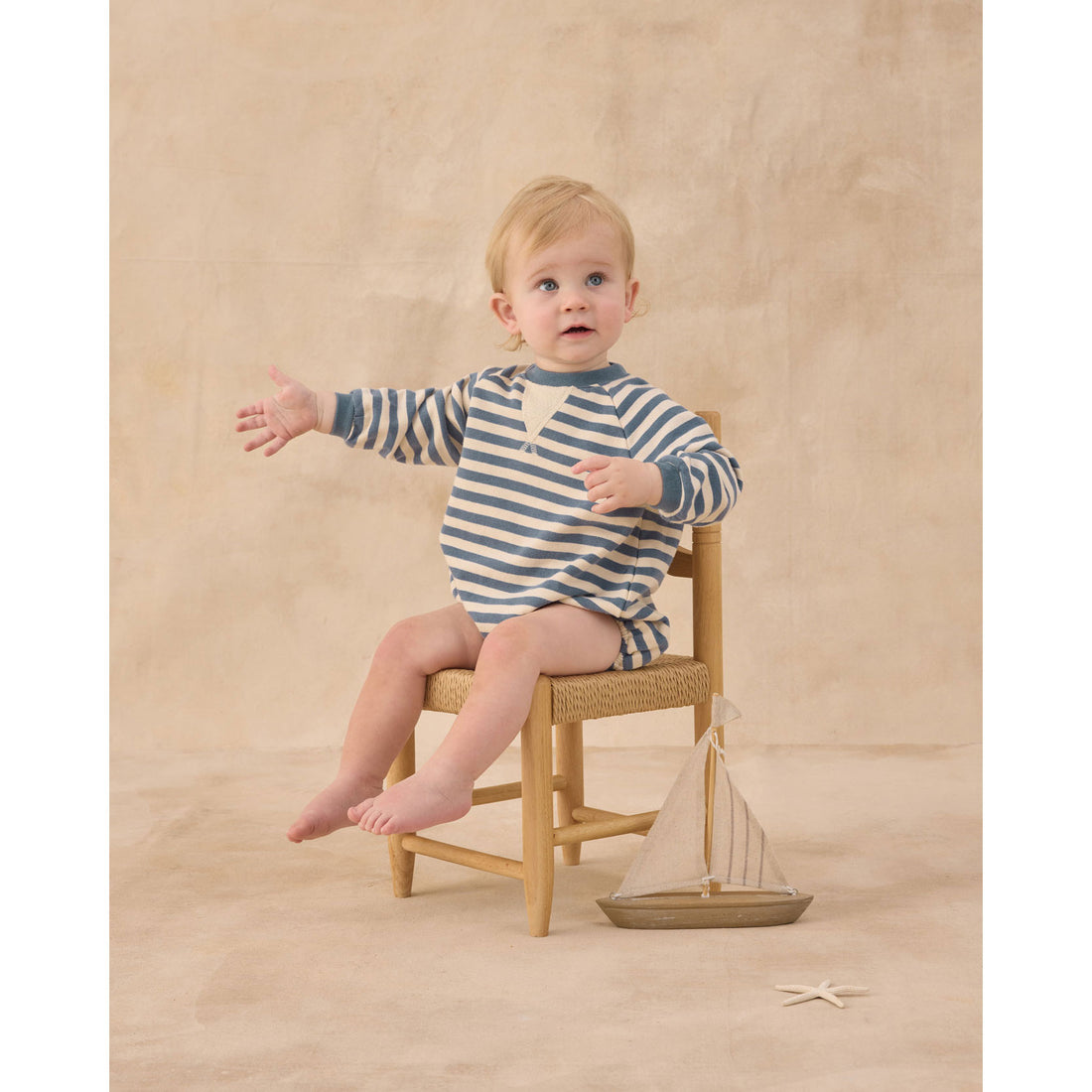Rylee and Cru  Marine Stripe Crewneck Romper