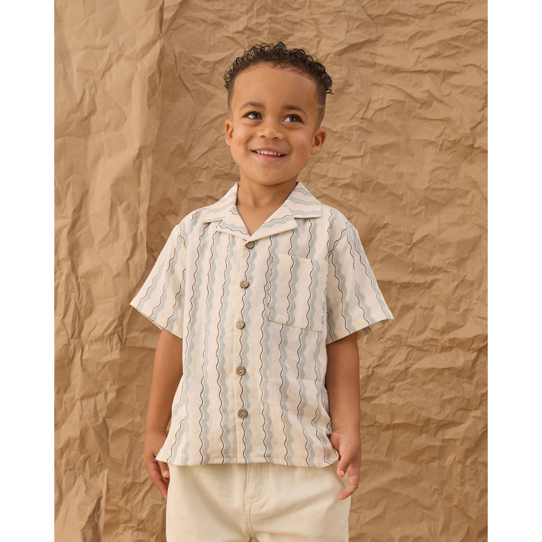 Rylee and Cru  Natural Wave Stripe Lapel Collar Shirt