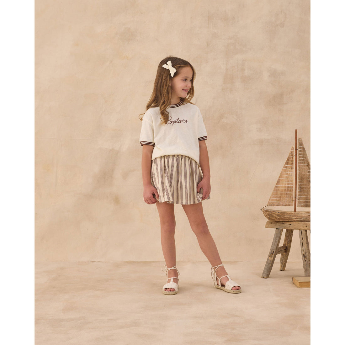 Rylee and Cru  Brown Stripe Sasha Skort