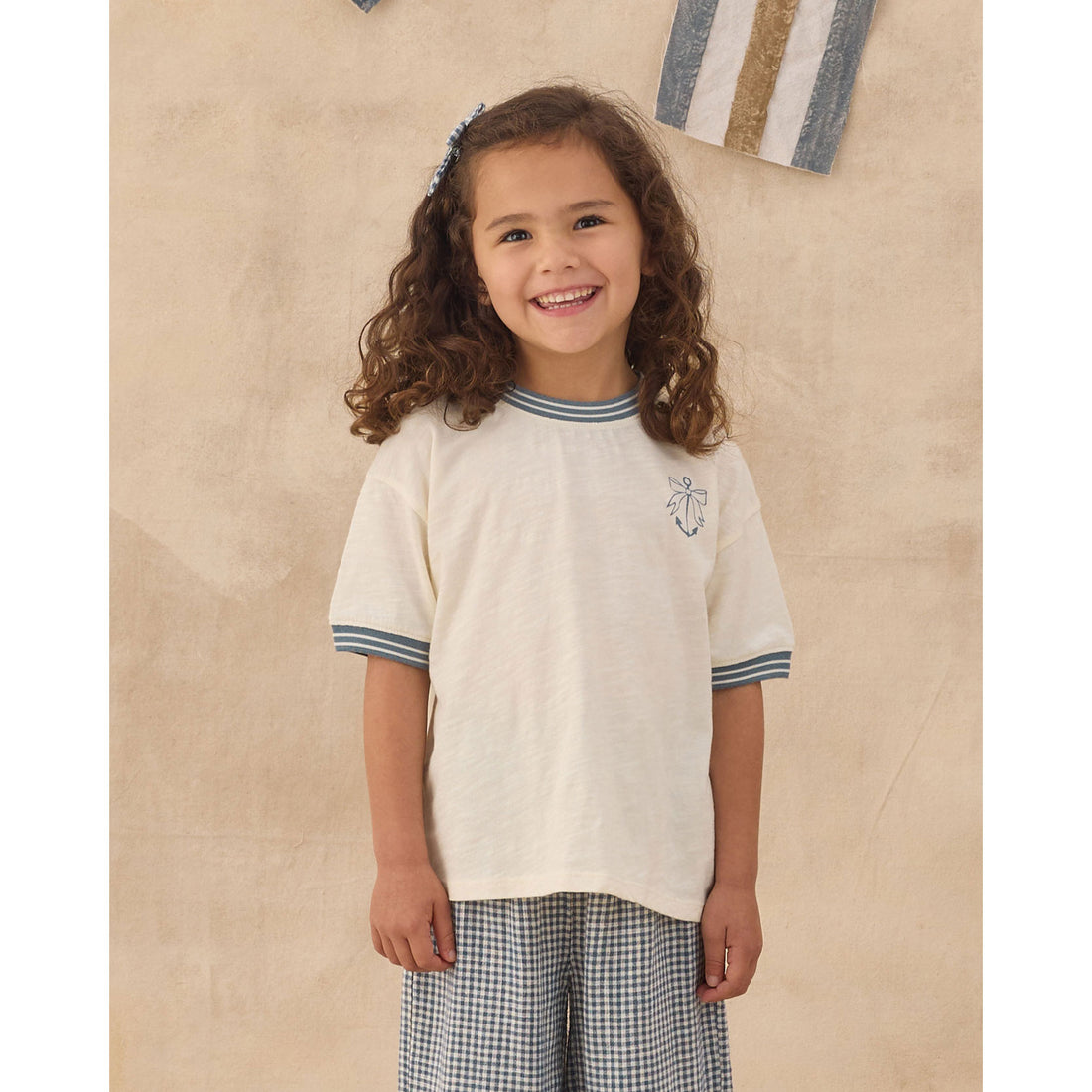 Rylee and Cru  Ivory Anchor Bow Ringer Tee