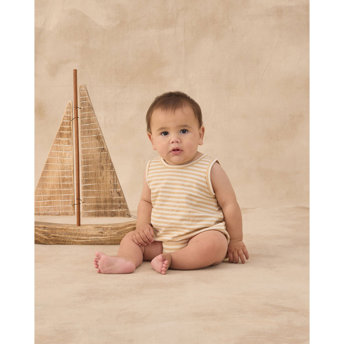 Rylee and Cru  Butterscotch Stripe Bubble Onesie