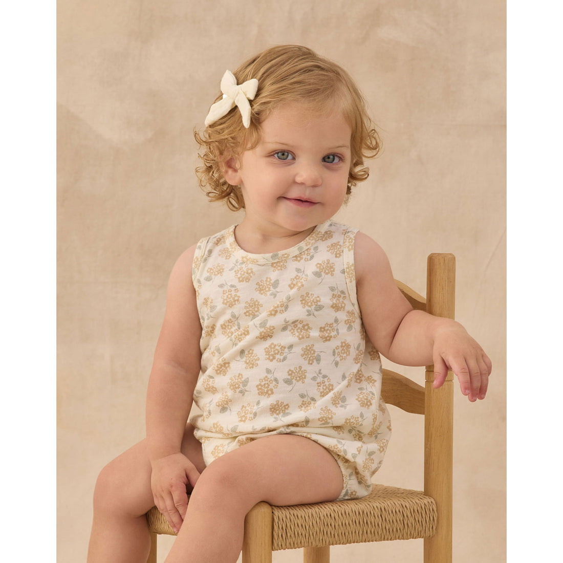 Rylee and Cru  Ivory Yellow Ditsy Bubble Onesie