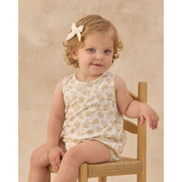Rylee and Cru  Ivory Yellow Ditsy Bubble Onesie