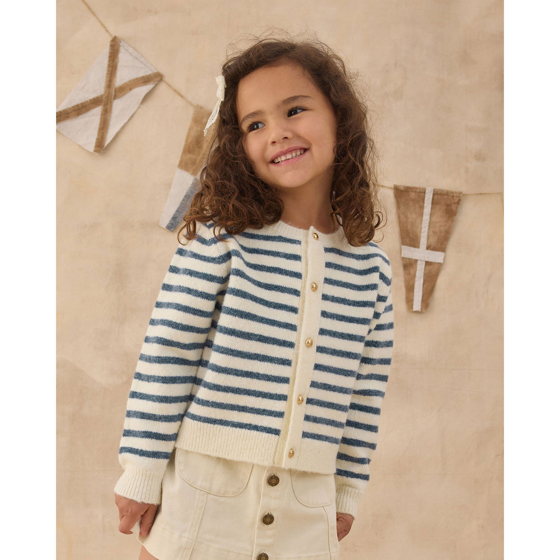 Rylee and Cru  Maritime Stripe Classic Cardigan