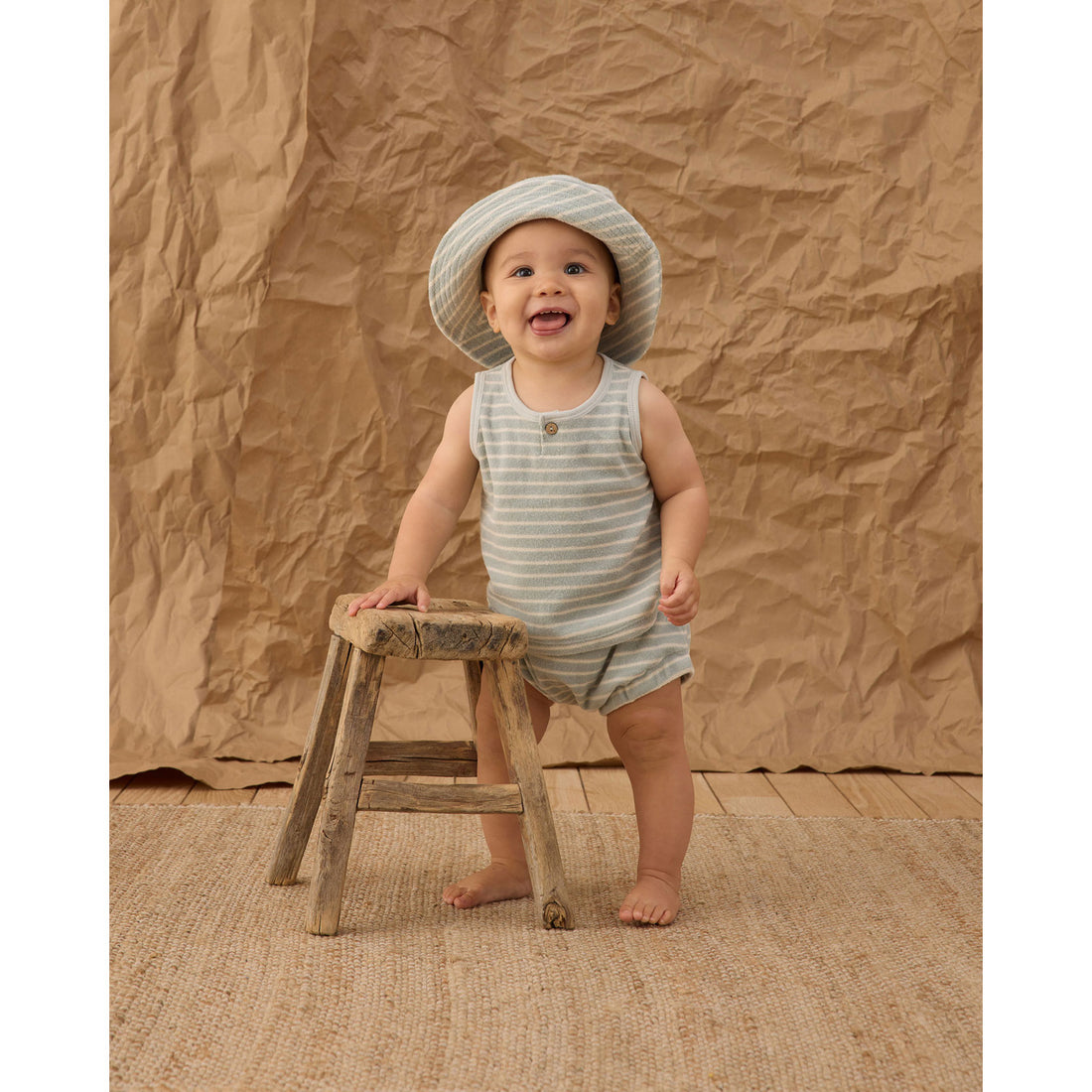 Rylee and Cru  Seafoam Terry Stripe Baby Tank Set