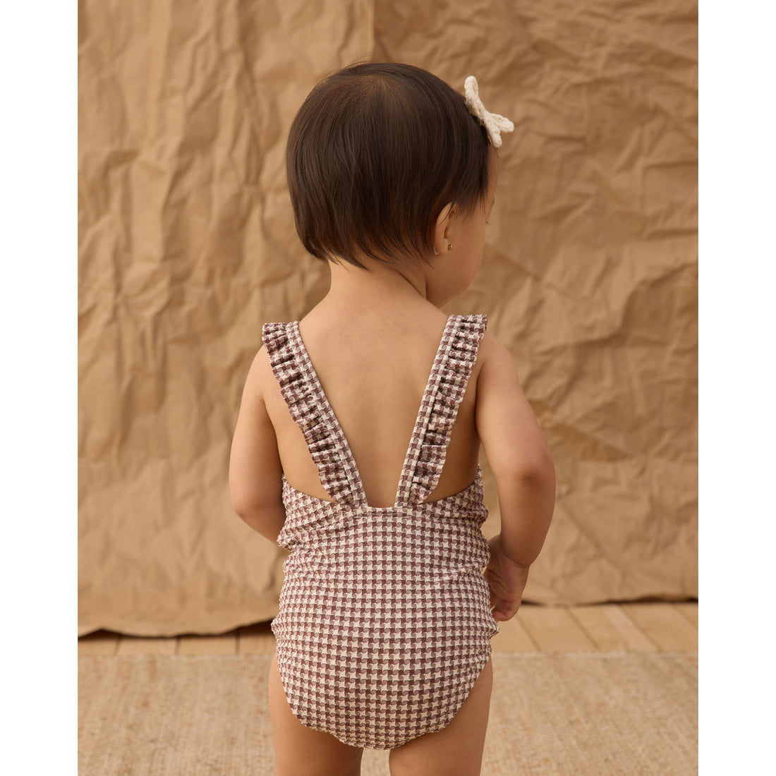 Rylee and Cru  Chocolate Houndstooth Positano One-Piece