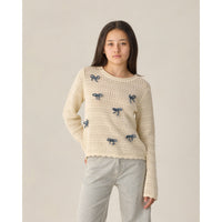 Rylee and Cru  Natural  Bows Teen Crochet Knit Pullover