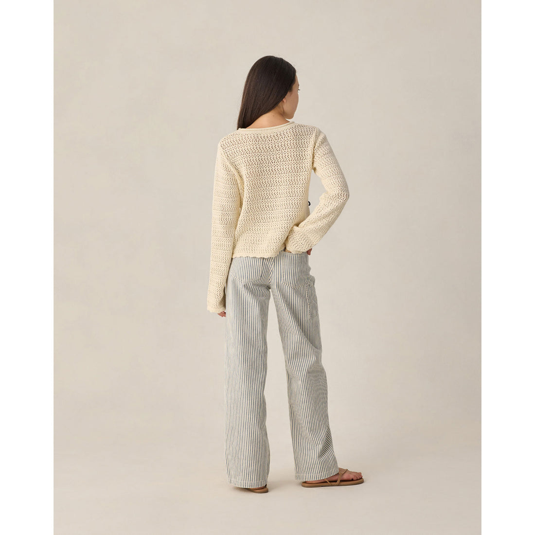 Rylee and Cru  Natural  Bows Teen Crochet Knit Pullover