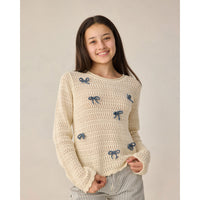 Rylee and Cru  Natural  Bows Teen Crochet Knit Pullover