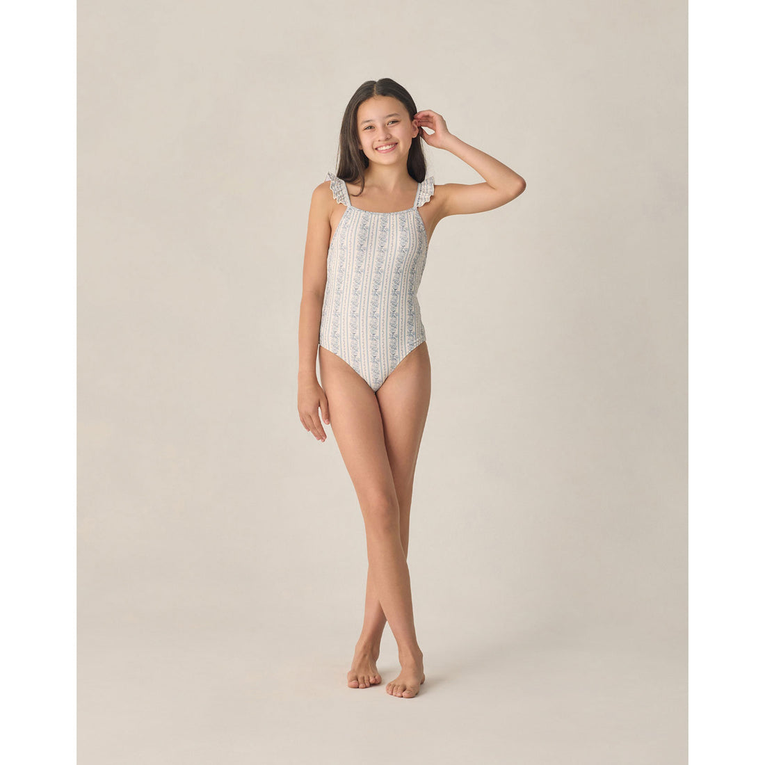 Rylee and Cru  Natural Blue Floral Teen Sky One-Piece