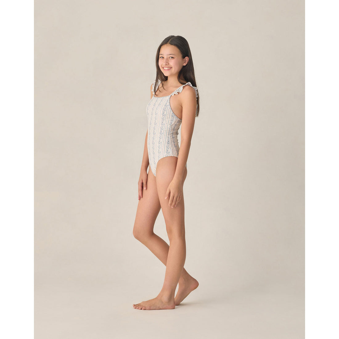 Rylee and Cru  Natural Blue Floral Teen Sky One-Piece