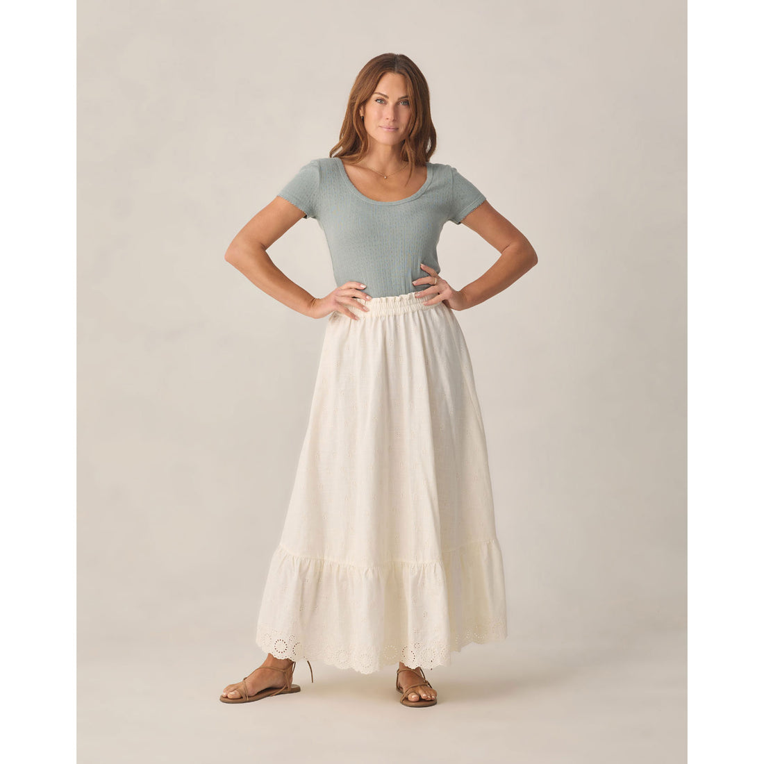 Rylee and Cru  Ivory Rose Women Maxi Skirt