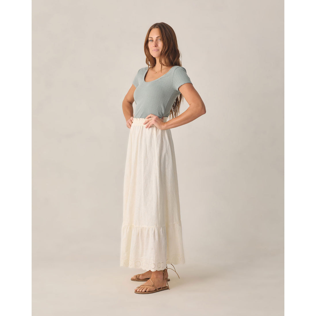 Rylee and Cru  Ivory Rose Women Maxi Skirt
