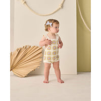Rylee and Cru  Citron Daisy Check Crochet Romper