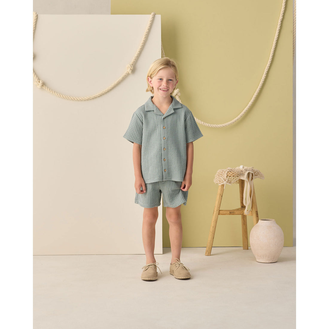 Rylee and Cru  Sea Green Lapel Collar Shirt