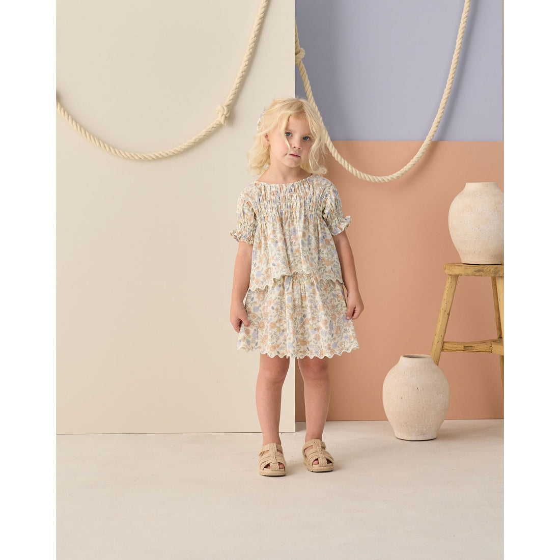 Rylee and Cru  Bloom Smocked V Mini Skirt