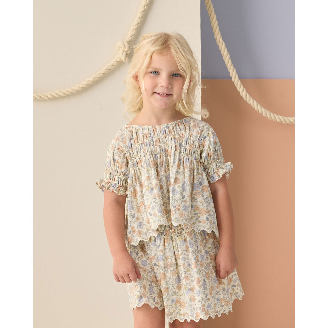 Rylee and Cru  Bloom Smocked V Mini Skirt