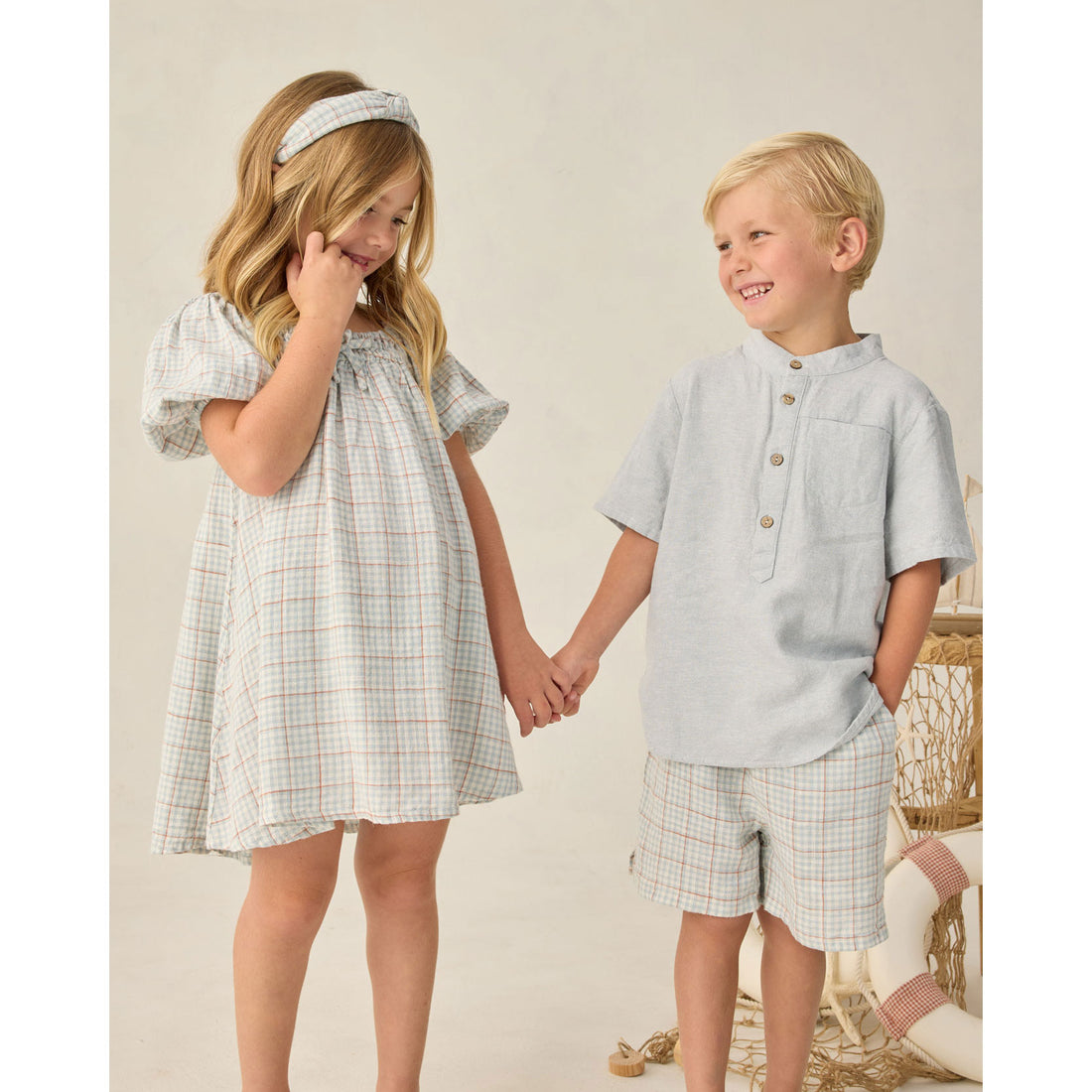 Rylee and Cru Light Blue Plaid Perry Short
