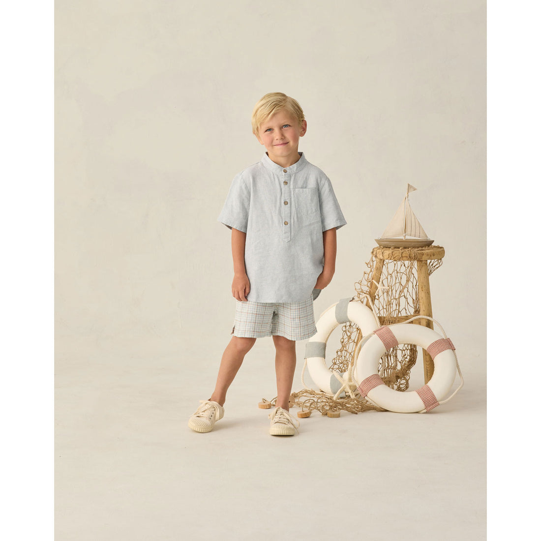 Rylee and Cru Heathered Light Blue Mason Shirt
