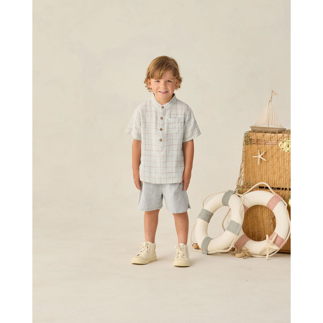 Rylee and Cru Light Blue Plaid Mason Shirt