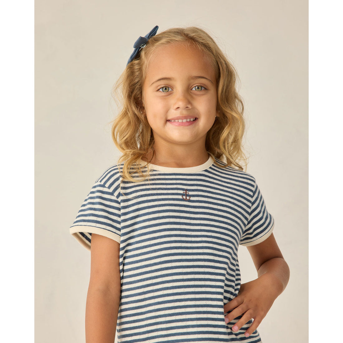 Rylee and Cru Navy Stripe Pointelle Tee