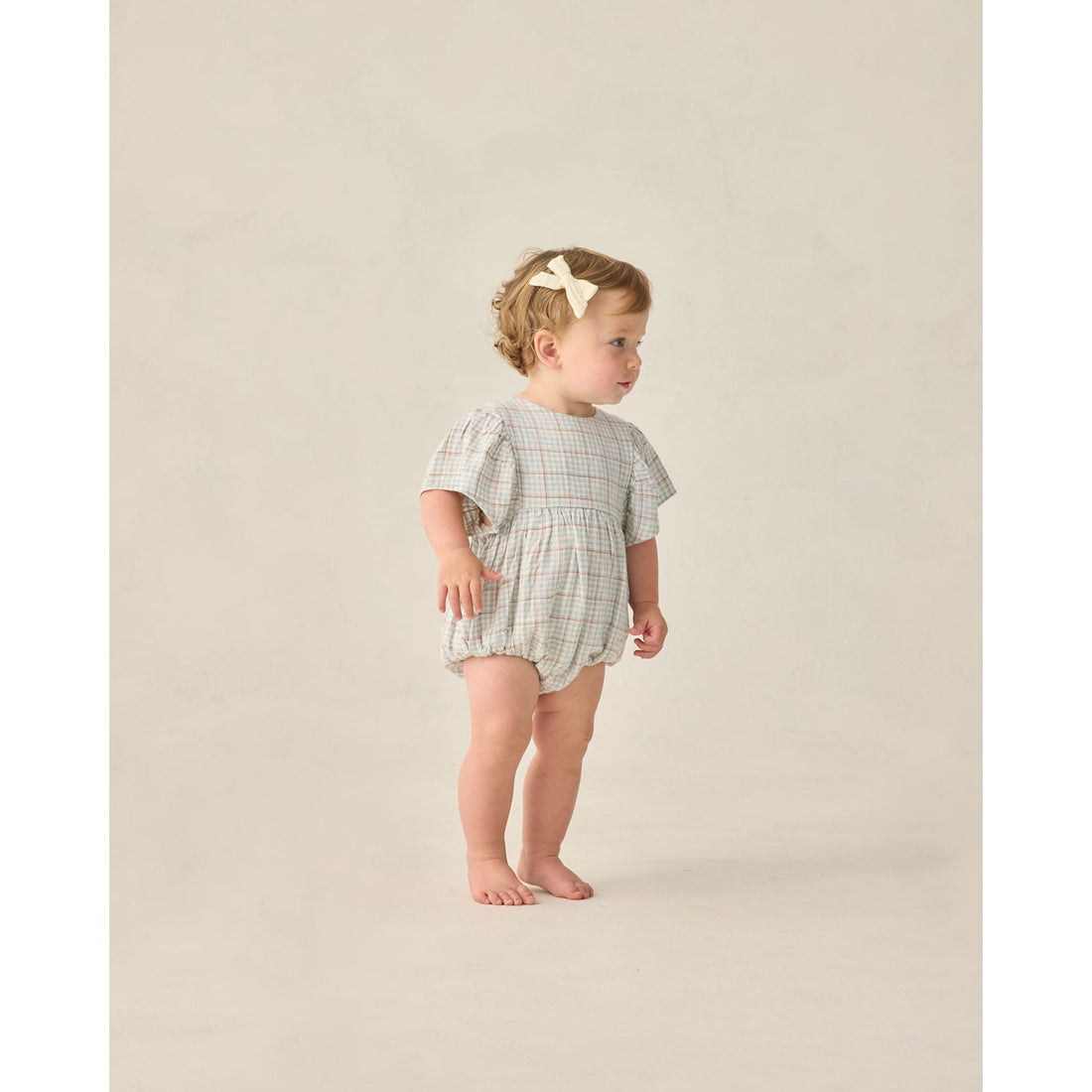 Rylee and Cru Light Blue Plaid Kalea Romper