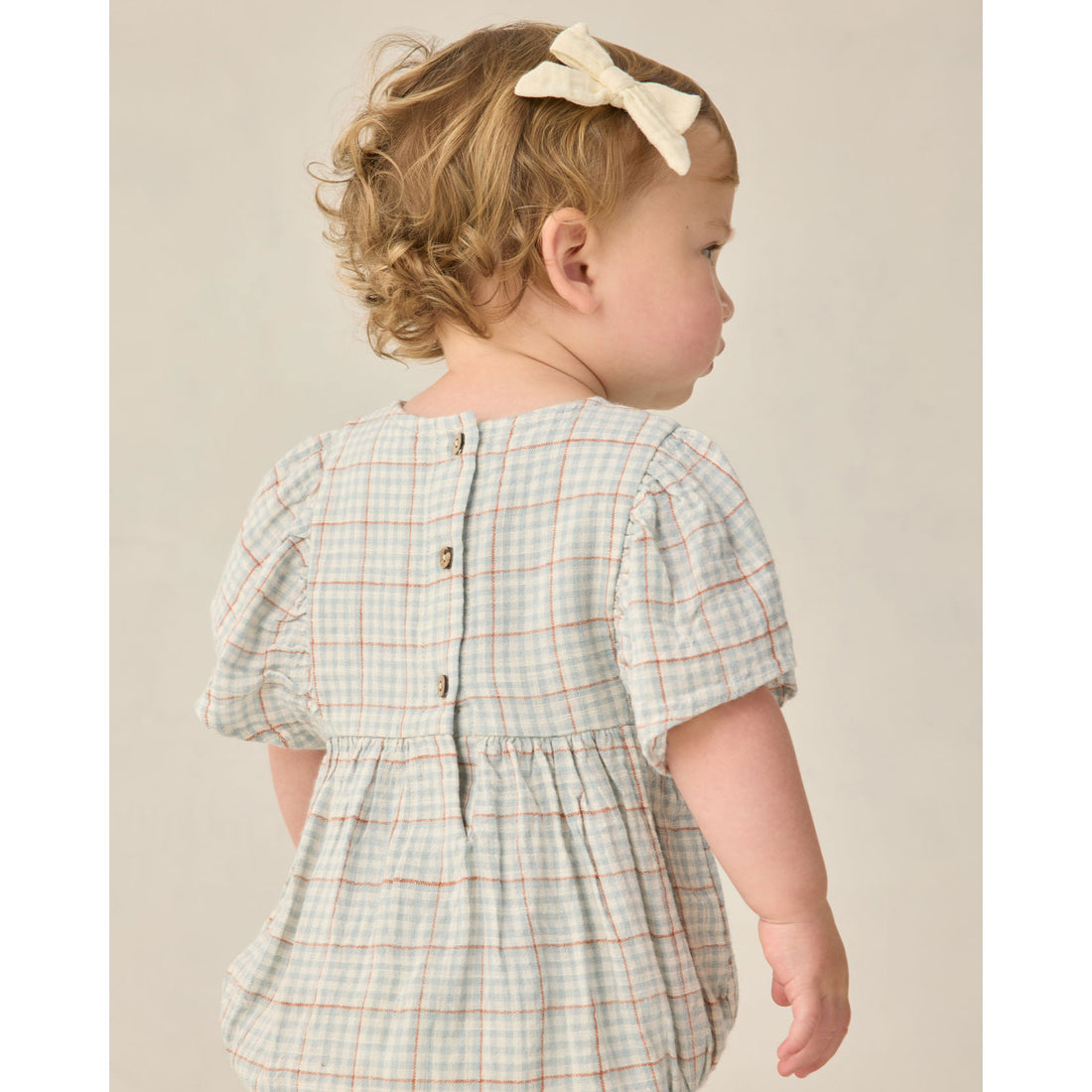 Rylee and Cru Light Blue Plaid Kalea Romper