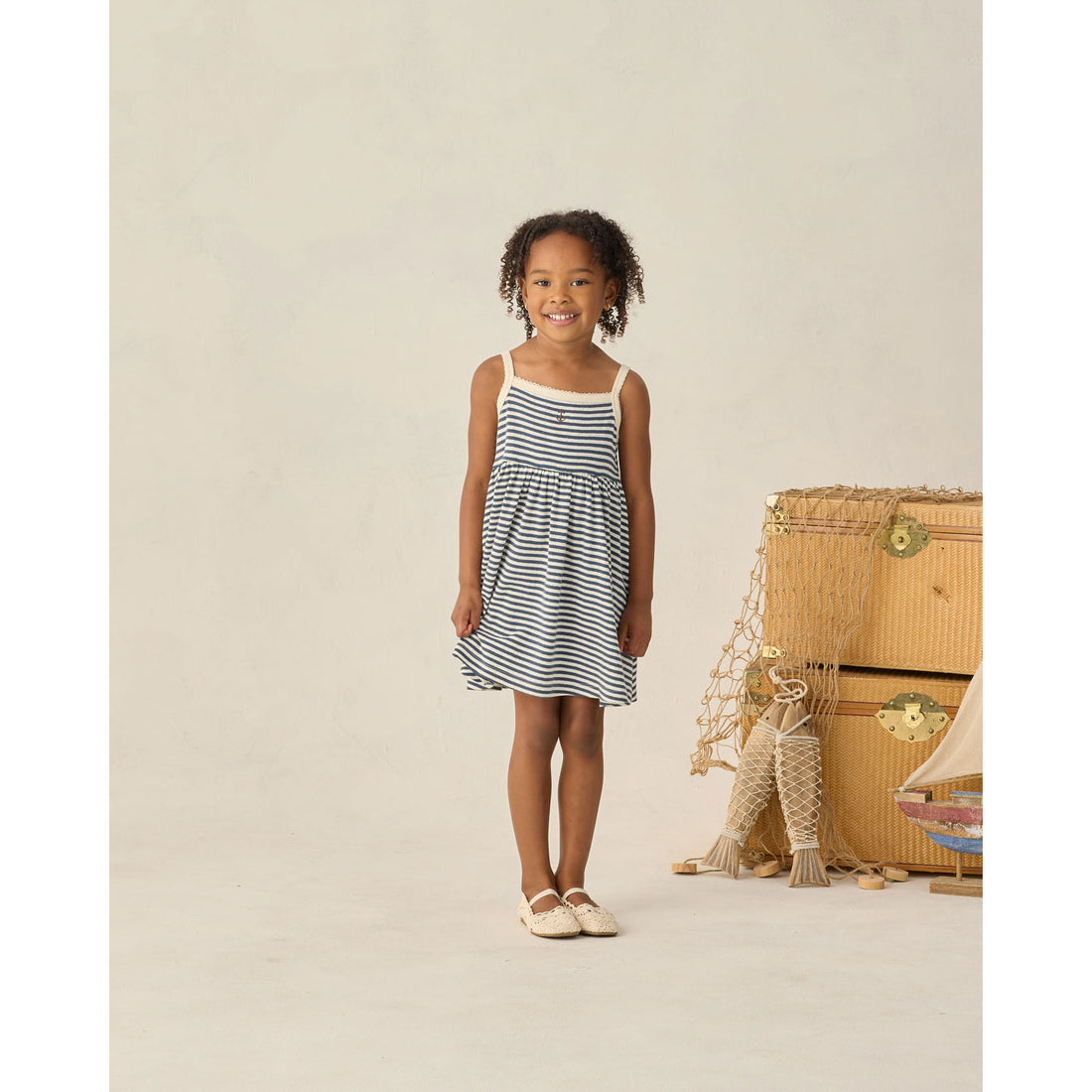 Rylee and Cru Navy Stripe Lea Dress